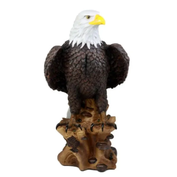 Wholesale American Pride Bald Eagle Standing on Tree Resin Statue Figurine for Home Decor