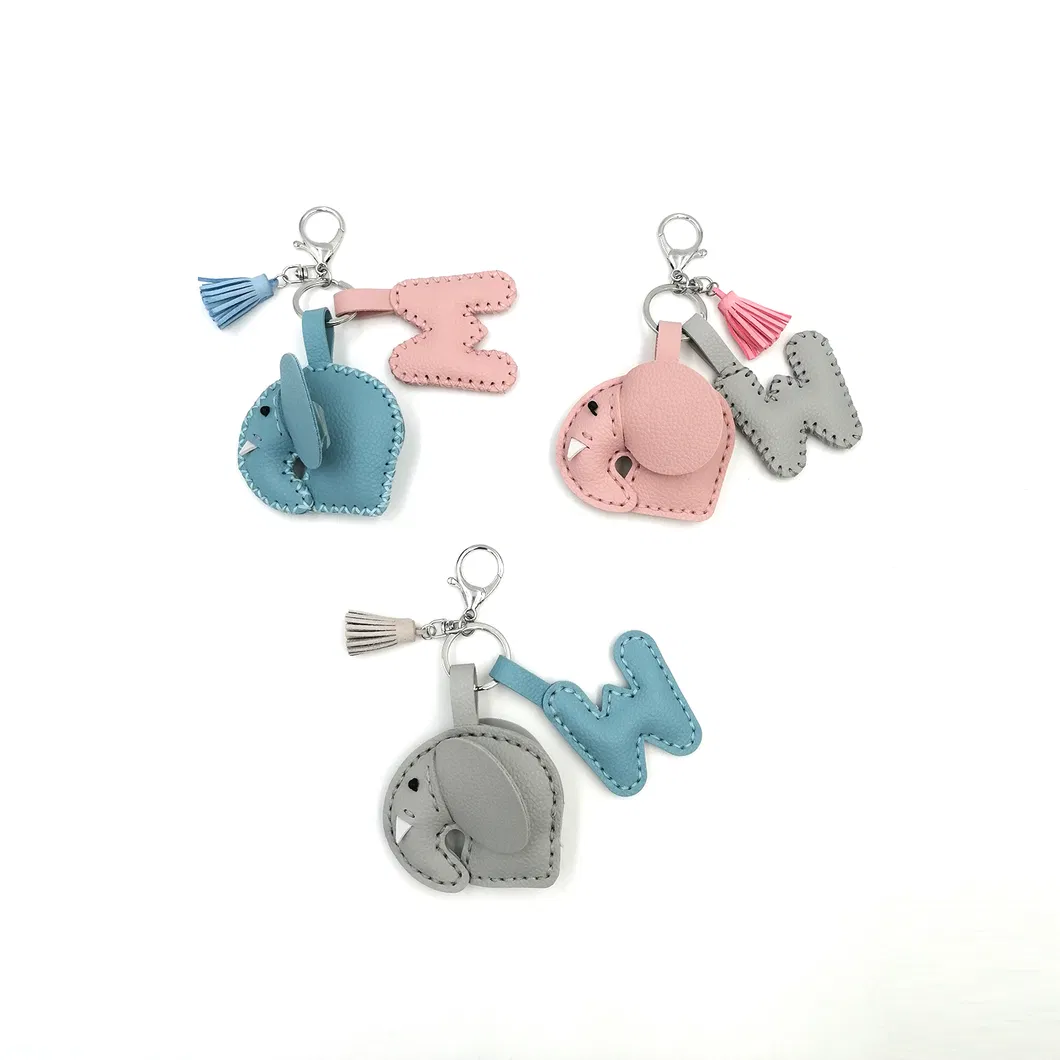 Wholesale DIY Promotion Gift Handmade Sewing PU Elephant Key Chain