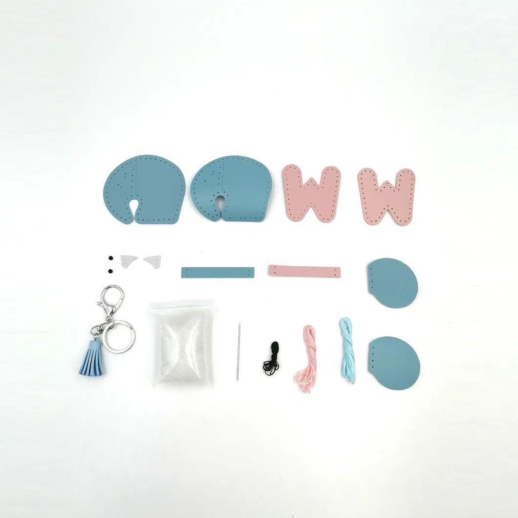 Wholesale DIY Promotion Gift Handmade Sewing PU Elephant Key Chain