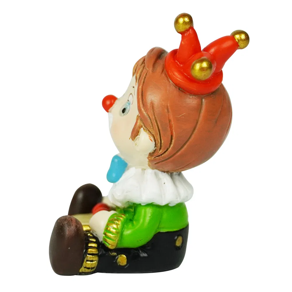 Wholesale Playing Drum Polyresin Joker Craft, Mini Tabletop Resin Clown Figurine for Home Decor